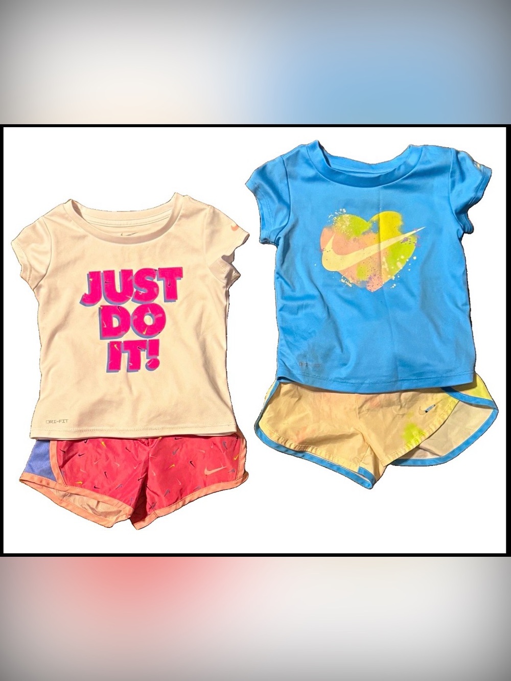 Lot of 2 Nike Toddler Girls Shorts Sets Size 3T Activewear Bundle